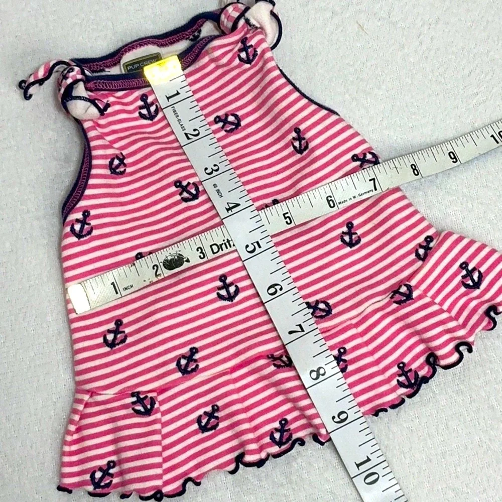 Nautical Striped Dog Dress with Anchor Print